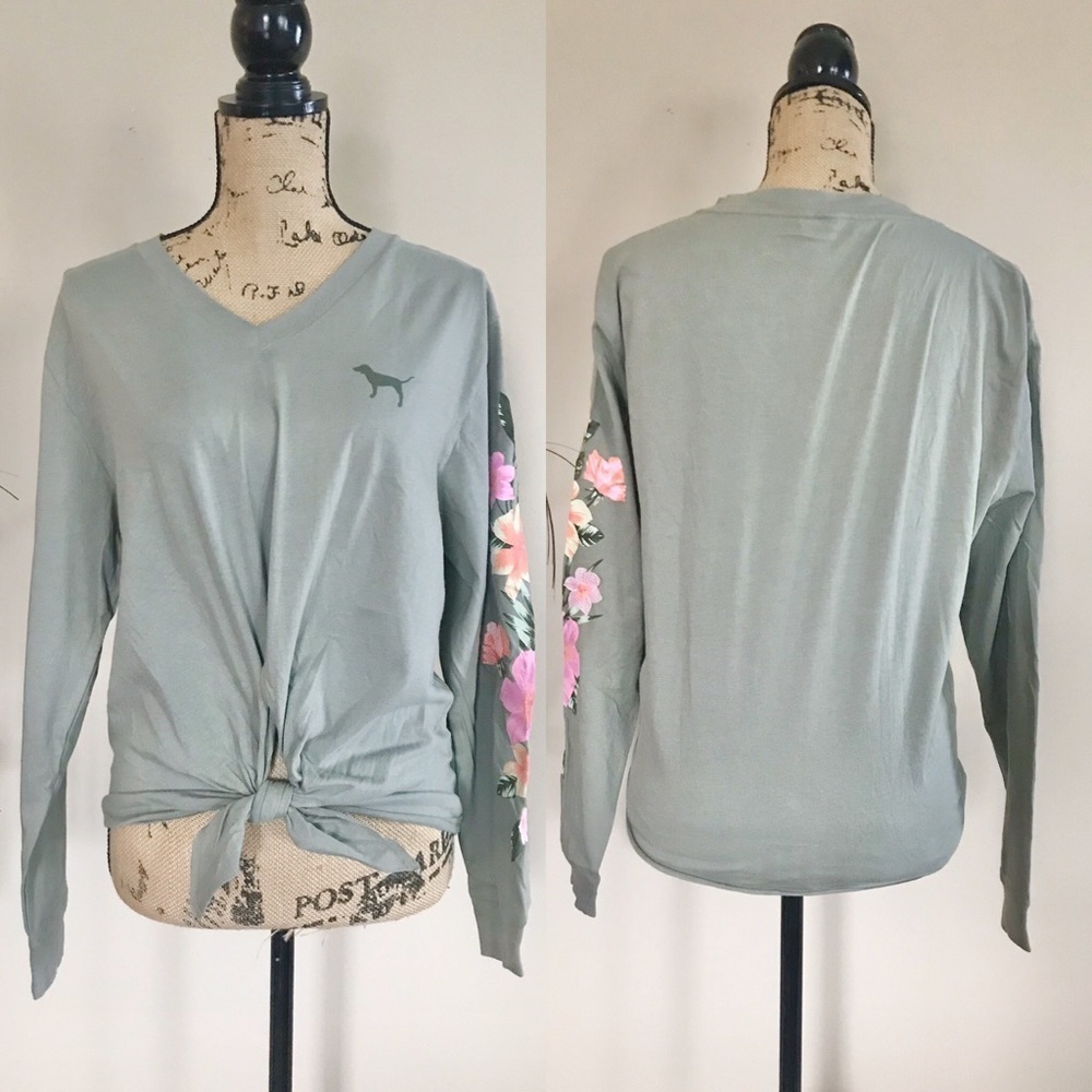 •VS PINK• tropical sleeve tee